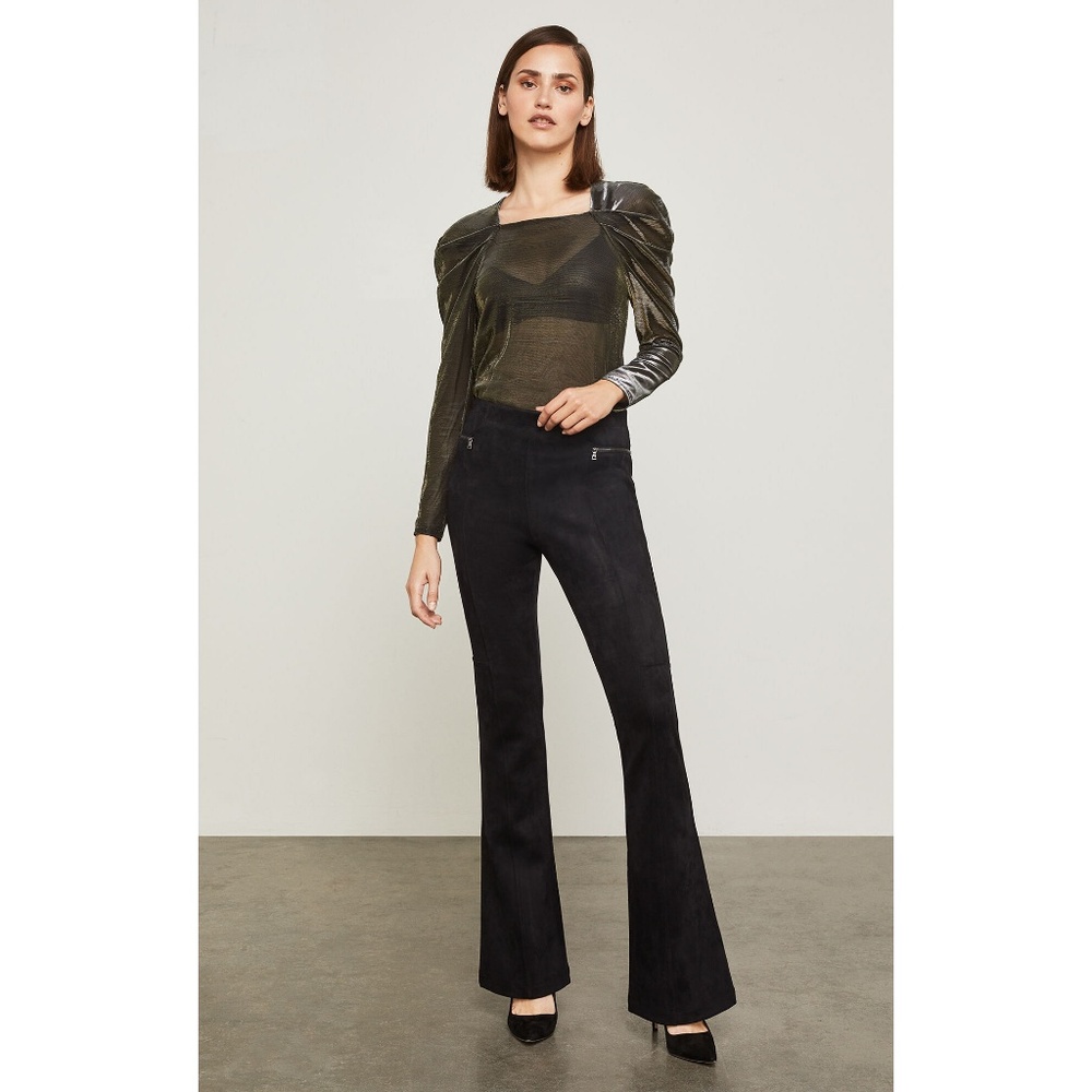 BCBGMaxAzria Faux Suede Flared Legging Black NWT XS
